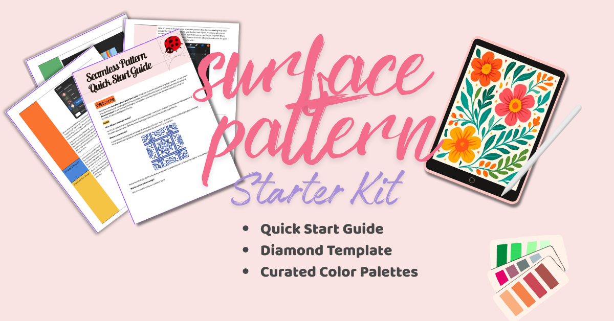 surface pattern starter kit with quick start guide and an iPad